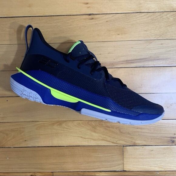 New Under Armour Men's Size 11 UA Curry 7 Royal Any Blue Grey Green Basketball - Picture 7 of 12